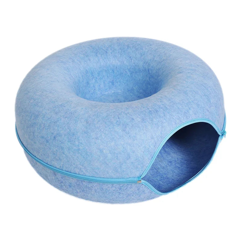 Donut Cat Bed with Tunnel & Play Toys