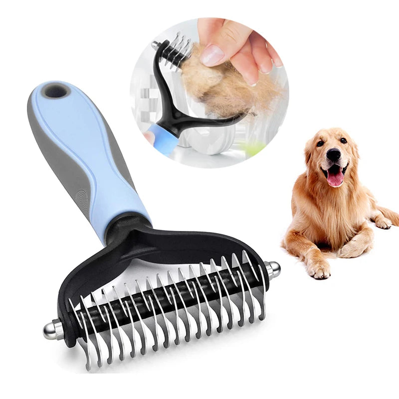 Professional Pet Deshedding Brush & Fur Knot Cutter