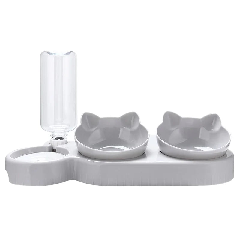 3-in-1 Cat & Dog Feeder – Double Bowl with Automatic Water Dispenser