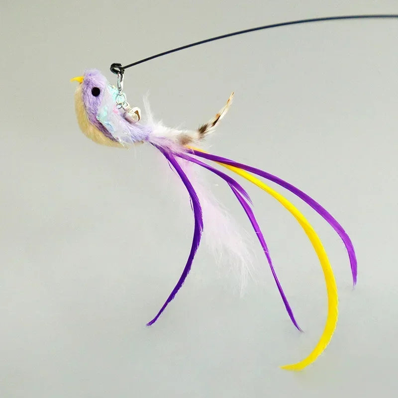 Interactive Cat Teaser Wand Toy – Bird Feather with Bell