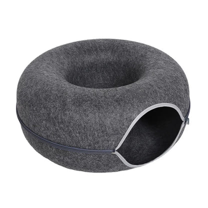 Donut Cat Bed with Tunnel & Play Toys