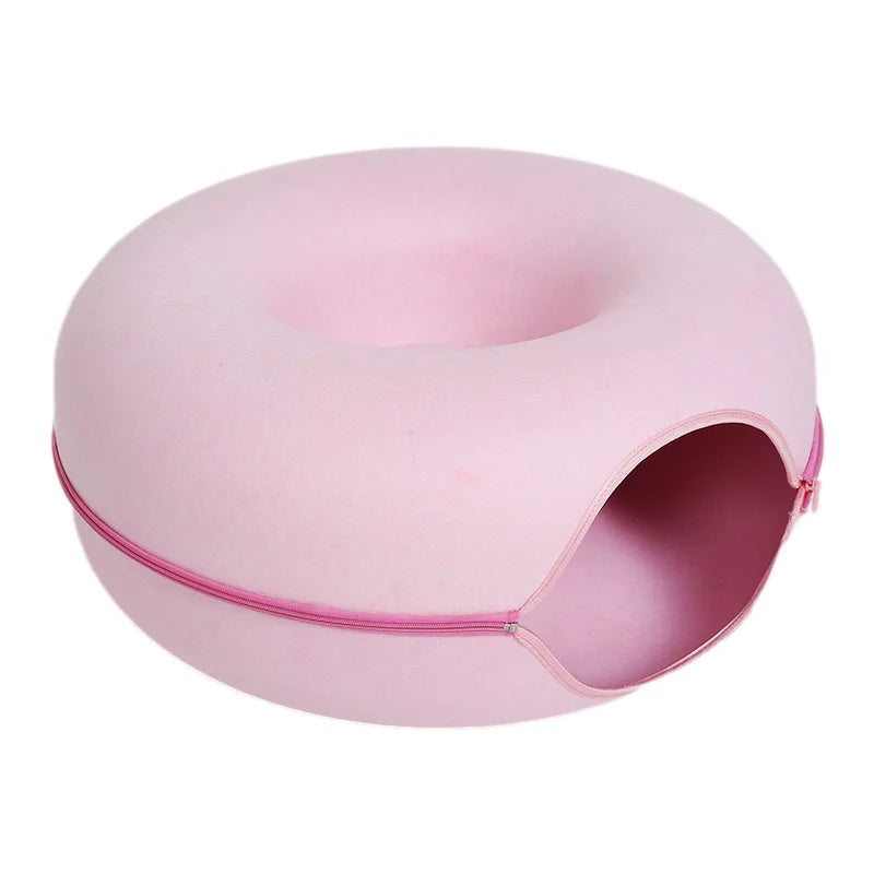Donut Cat Bed with Tunnel & Play Toys