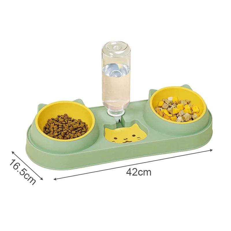 3-in-1 Pet Feeder – Double Bowl & Automatic Water Dispenser