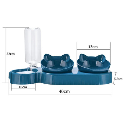 3-in-1 Cat & Dog Feeder – Double Bowl with Automatic Water Dispenser