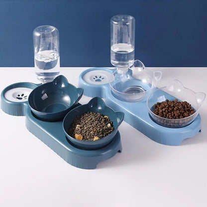 3-in-1 Cat & Dog Feeder – Double Bowl with Automatic Water Dispenser