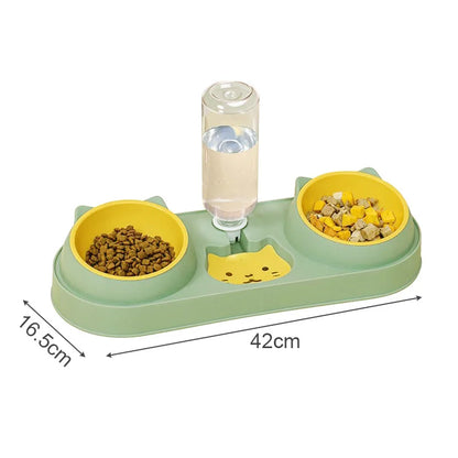 3-in-1 Pet Feeder – Double Bowl & Automatic Water Dispenser