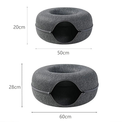 Donut Cat Bed with Tunnel & Play Toys