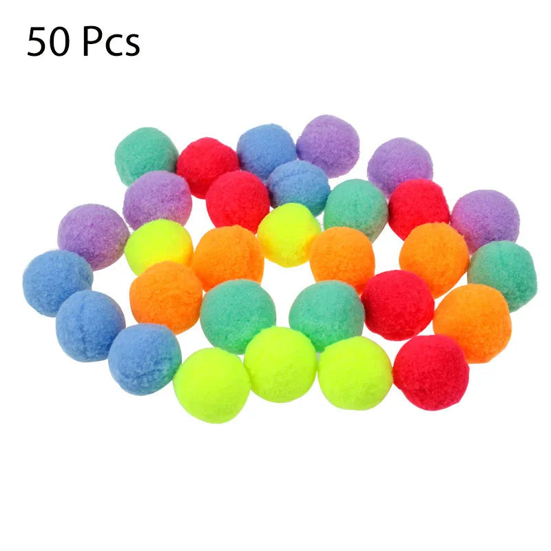 Interactive Cat Training Toys – Mini Plush Pom-Pom Balls