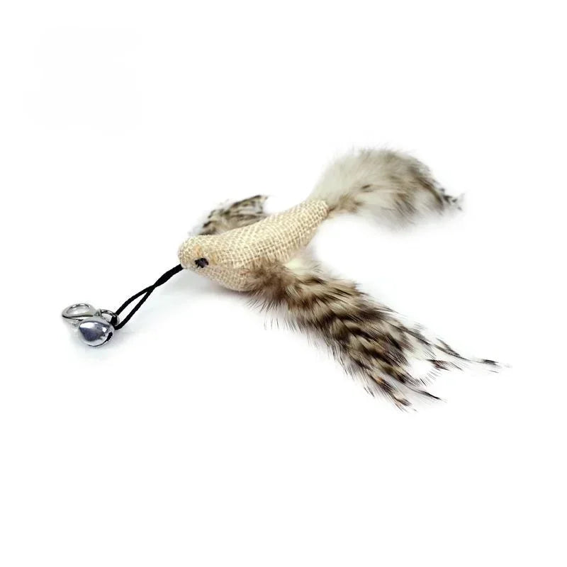 Interactive Cat Teaser Wand Toy – Bird Feather with Bell