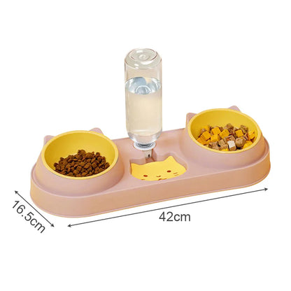 3-in-1 Pet Feeder – Double Bowl & Automatic Water Dispenser