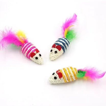 Cat Teaser Wand Toy – Feather Stick with Bell & Mouse Cage