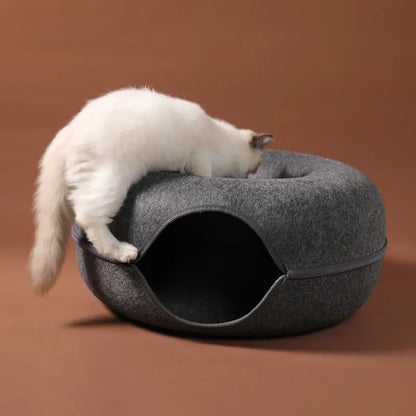 Donut Cat Bed with Tunnel & Play Toys