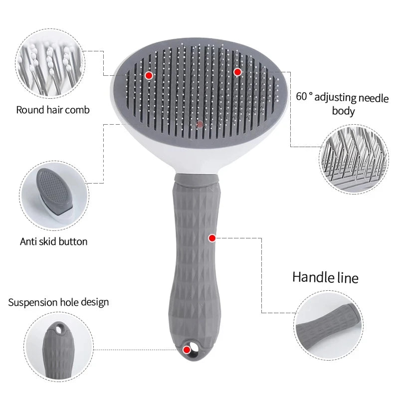Pet Grooming Brush – Hair Removal Comb for Cats & Dogs
