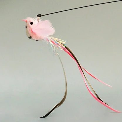Interactive Cat Teaser Wand Toy – Bird Feather with Bell