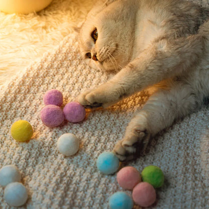 Interactive Cat Training Toys – Mini Plush Pom-Pom Balls