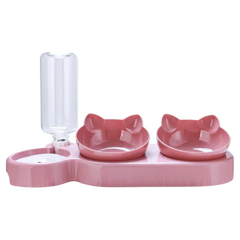 3-in-1 Cat & Dog Feeder – Double Bowl with Automatic Water Dispenser