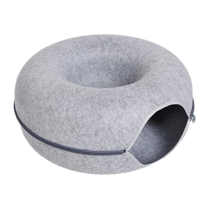 Donut Cat Bed with Tunnel & Play Toys