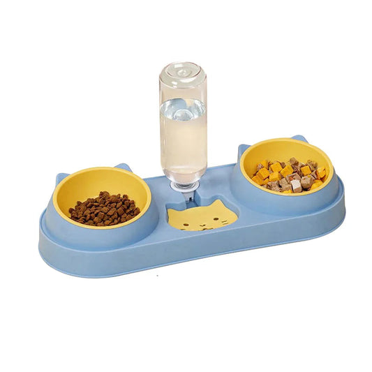 3-in-1 Pet Feeder – Double Bowl & Automatic Water Dispenser