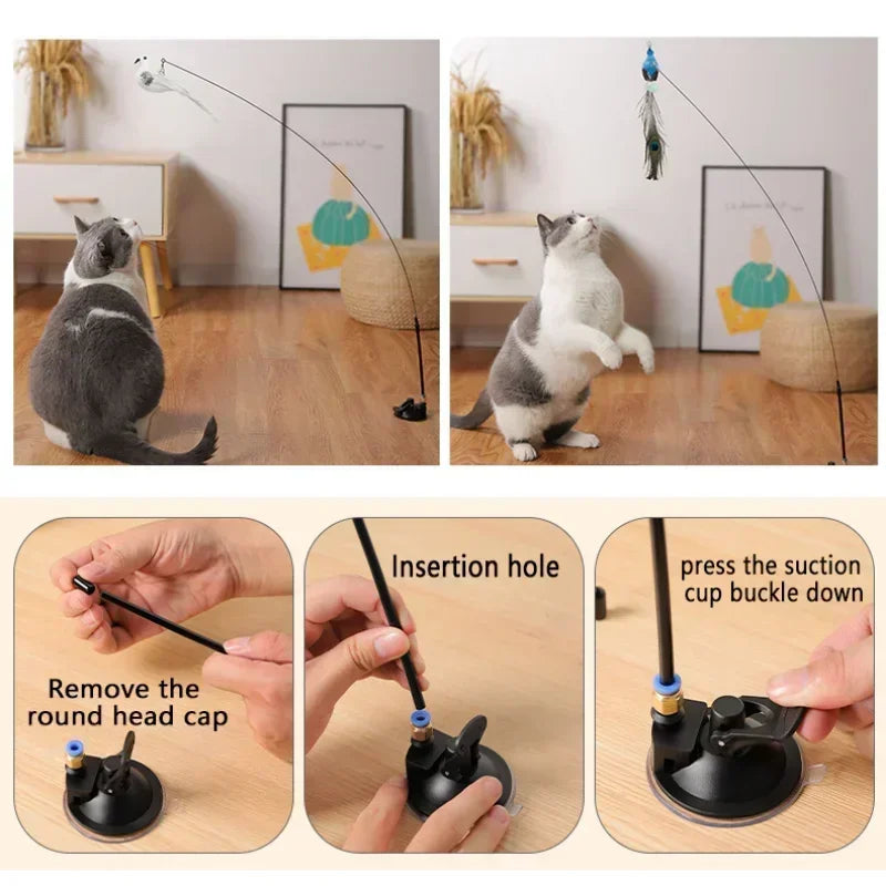 Interactive Cat Teaser Wand Toy – Bird Feather with Bell