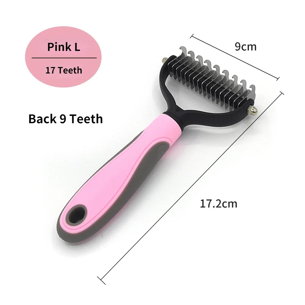 Professional Pet Deshedding Brush & Fur Knot Cutter