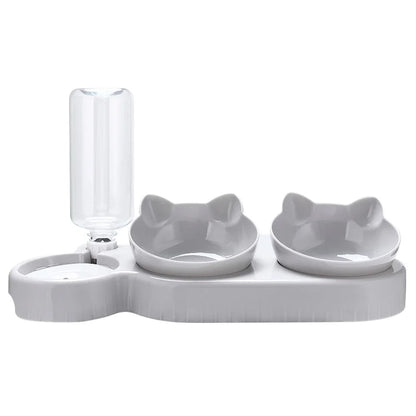 3-in-1 Cat & Dog Feeder – Double Bowl with Automatic Water Dispenser