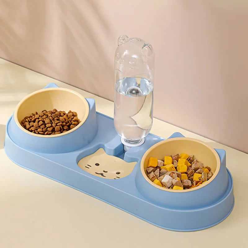 3-in-1 Pet Feeder – Double Bowl & Automatic Water Dispenser