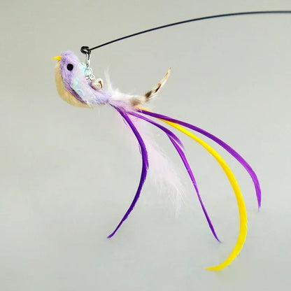 Interactive Cat Teaser Wand Toy – Bird Feather with Bell