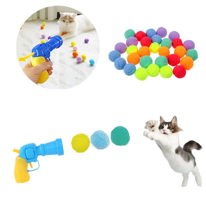 Interactive Cat Training Toys – Mini Plush Pom-Pom Balls
