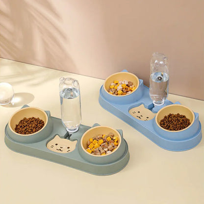 3-in-1 Pet Feeder – Double Bowl & Automatic Water Dispenser