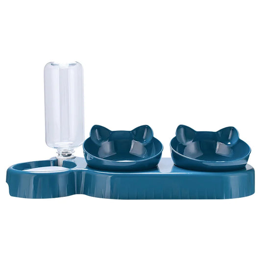 3-in-1 Cat & Dog Feeder – Double Bowl with Automatic Water Dispenser